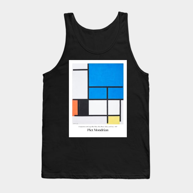 Composition with Large Blue Plane, Red, Black, Yellow, and Gray with text Tank Top by MurellosArt